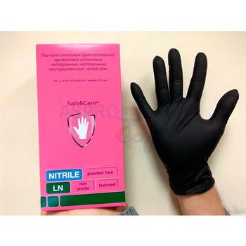 Перчатки нитриловые чёрные "Safe&Care" LN 100шт/уп