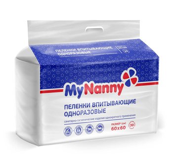 Пеленка  впитывающая модель Эконом (My Nanny)  4-х слойная, в полноцветной упаковке-сумке, Медмил, Россия