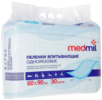 Пеленка  впитывающая модель Эконом, 5-ти слойная с ромбовидным тиснением, Медмил, Россия.