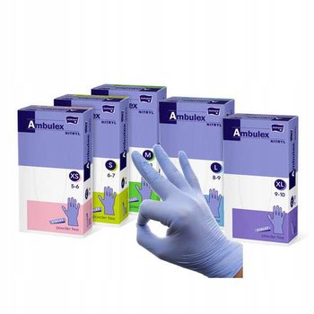 Перчатки смотровые одноразовые нестерильные Ambulex NITRYL нитриловые неопудренные (уп/100шт), УПАК