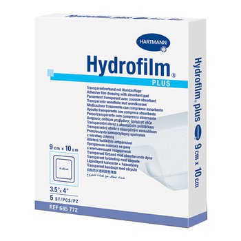 Hydrofilm plus / Гидрофилм плюс - прозрачная повязка с впитывающей подушечкой, 9 см х 10 см, 5 шт.