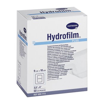 Hydrofilm plus / Гидрофилм плюс - прозрачная повязка с впитывающей подушечкой, 9 см х 10 см, 50 шт.
