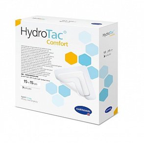HydroTac  comfort /  ГидроТак комфорт - самофиксирующиеся губчатые повязки; 15 см x 15 см, 3 шт.