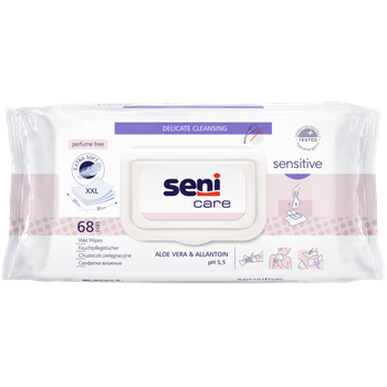 Seni Care / Сени Кейр -  Sensitive влажные салфетки для чувствительной кожи, 68 шт.