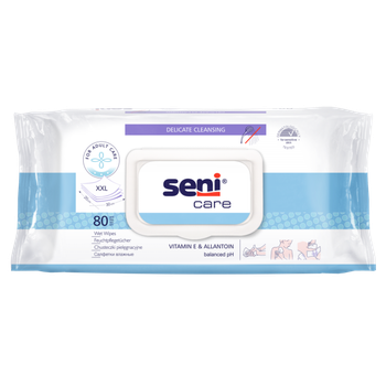 Seni Care / Сени Кейр - влажные салфетки с витамином Е (упаковка с клапаном), 80 шт.