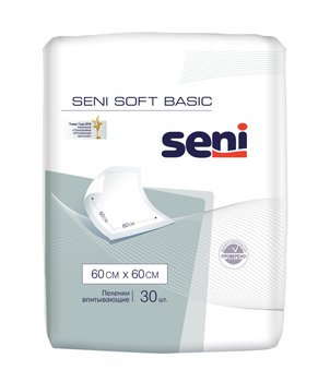 Seni Soft Basic / Сени Софт Бейсик - пеленки впитывающие гигиенические, 60 х 60, 30 шт.