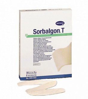 Sorbalgon T / Сорбалгон T - тампонадная лента из волокон кальция-альгината, 2г/30 см, 5 шт.