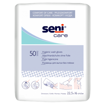 Seni Care/ Сени Кейр рукавицы для мытья без водонепроницаемой пленки, 50 шт.