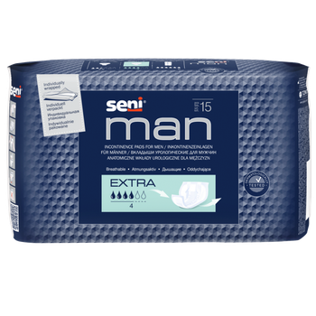 Seni Man Extra/ Сени Мен Экстра урологические прокладки (вкладыши) для мужчин, 15 шт.