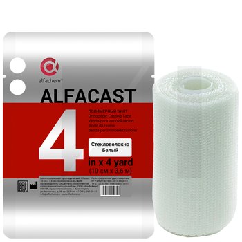 Alfacast/ Альфакаст бинт нестерильный ортопедический полимерный, СТЕКЛОВОЛОКНО, БЕЛЫЙ, 10 см х 3,6 м