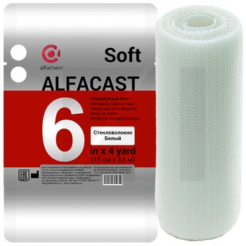 Alfacast Soft/ Альфакаст Софт бинт нестерильный ортопедический полимерный, СТЕКЛОВОЛОКНО, БЕЛЫЙ, 15 см х 3,6 м