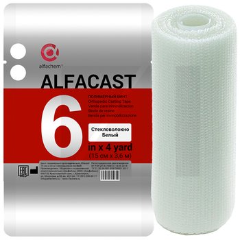 Alfacast/ Альфакаст бинт нестерильный ортопедический полимерный, СТЕКЛОВОЛОКНО, БЕЛЫЙ, 15 см х 3,6 м