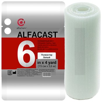 Alfacast/ Альфакаст бинт нестерильный ортопедический полимерный, ПОЛИЭСТЕР, БЕЛЫЙ, 15 см х 3,6 м
