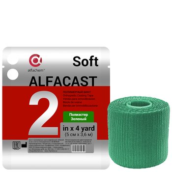 Alfacast Soft/ Альфакаст Софт бинт нестерильный ортопедический полимерный, ПОЛИЭСТЕР, ЗЕЛЕНЫЙ, 5 см х 3,6 м