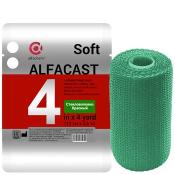 Alfacast Soft/ Альфакаст Софт бинт нестерильный ортопедический полимерный, СТЕКЛОВОЛОКНО, ЗЕЛЕНЫЙ, 10 см х 3,6 м