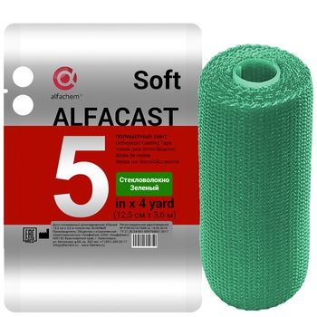 Alfacast Soft/ Альфакаст Софт бинт нестерильный ортопедический полимерный, СТЕКЛОВОЛОКНО, ЗЕЛЕНЫЙ 12,5 см х 3,6 м