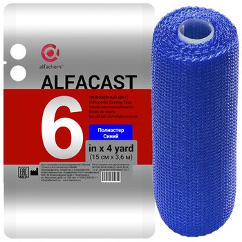 Alfacast/ Альфакаст бинт нестерильный ортопедический полимерный, ПОЛИЭСТЕР, СИНИЙ, 15 см х 3,6 м