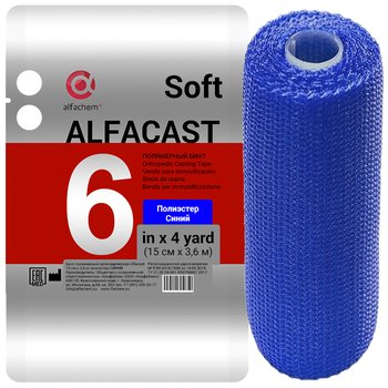 Alfacast Soft/ Альфакаст Софт бинт нестерильный ортопедический полимерный, ПОЛИЭСТЕР, СИНИЙ, 15 см х 3,6 м