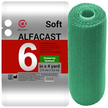 Alfacast Soft/ Альфакаст Софт бинт нестерильный ортопедический полимерный, ПОЛИЭСТЕР, ЗЕЛЕНЫЙ, 15 см х 3,6 м