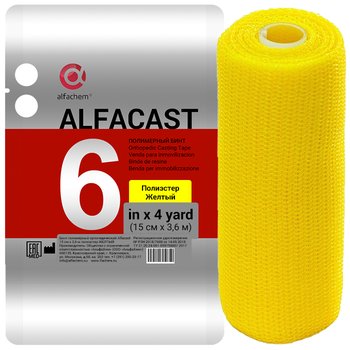 Alfacast/ Альфакаст бинт нестерильный ортопедический полимерный, ПОЛИЭСТЕР, ЖЕЛТЫЙ, 15 см х 3,6 м
