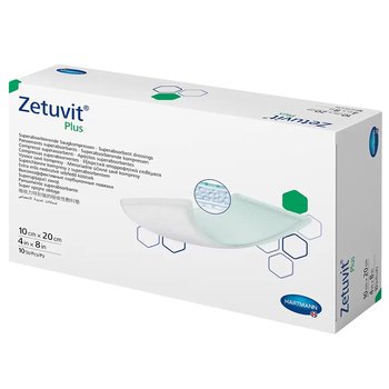 Zetuvit Plus/ Цетувит Плюс повязка суперабсорбирующая стерильная от компании Paul Hartmann AG/ Пауль Хартманн АГ; 10х20 см, 10 шт