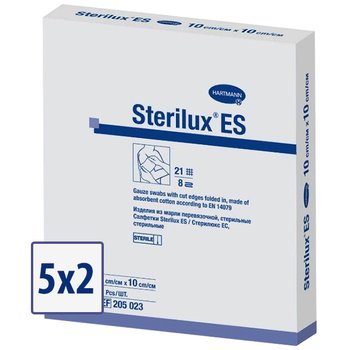 STERILUX ES/ СТЕРИЛЮКС ЕС салфетки стерильные из перевязочной марли; 8 слоев; 21 нить; 10х10 см; 5 шт по 2 в уп.