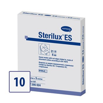 STERILUX ES/ СТЕРИЛЮКС ЕС салфетки стерильные из перевязочной марли; 8 слоев; 21 нить; 5х5 см; 10 шт