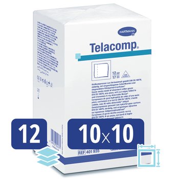 TELACOMP/ ТЕЛАКОМП - салфетки нестерильные с ренгеноконтрастной нитью от компании Paul Hartmann AG/ Пауль Хартманн АГ; 10х10 см; 12 cлоев; 160 шт.