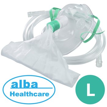 ALBA Healthcare/ АЛЬБА Хелскейр маска лицевая кислородная с неполной рециркуляцией газовой смеси (с мешком); с кислородной трубкой 2 м; размер L