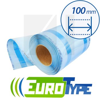 EuroType комбинированный со складкой рулон для паровой (1 индикатор) и газовой (2 индикатора) стерилизации; Ширина: 100 мм; 1 шт.