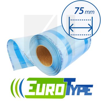 EuroType комбинированный со складкой рулон для паровой (1 индикатор) и газовой (2 индикатора) стерилизации; Ширина: 75 мм; 1 шт.