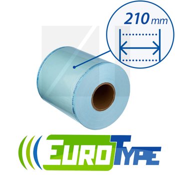 EuroType комбинированный плоский рулон для паровой (1 индикатор) и газовой (2 индикатора) стерилизации; Ширина: 210 мм; 1 шт.