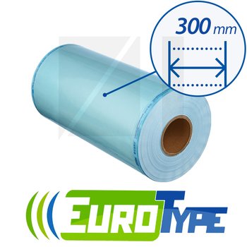 EuroType комбинированный плоский рулон для паровой (1 индикатор) и газовой (2 индикатора) стерилизации; Ширина: 300 мм; 1 шт.