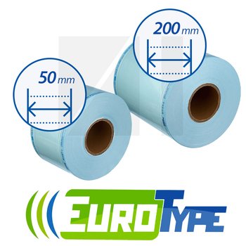 EuroType комбинированный ПЛОСКИЙ рулон для паровой (1 индикатор) и газовой (2 индикатора) стерилизации; Ширина: от 50 до 200 мм; 1 шт.