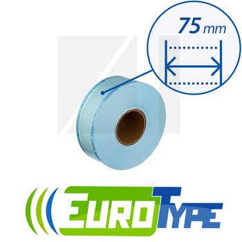 EuroType комбинированный плоский рулон для паровой (1 индикатор) и газовой (2 индикатора) стерилизации; Ширина: 75 мм; 1 шт.