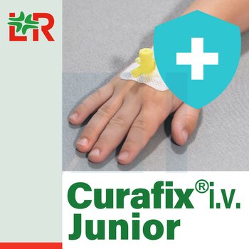 Curafix® i.v. Junior/ Курафикс Айви Джуниор стерильная повязка для фиксации канули со смотровым окном от компании Lohmann & Rauscher (L&R)/ Ломанн и Раушер; 4.3 х 5 см; 100 шт/ уп