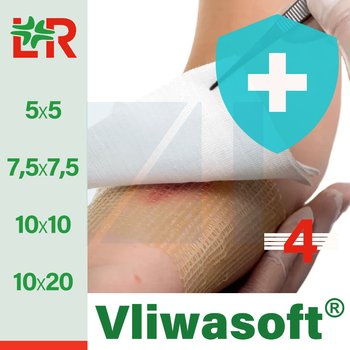 Vliwasoft®/ Фливасофт стерильные мягкие нетканые перевязочные салфетки от компании Lohmann & Rauscher (L&R)/ Ломанн и Раушер; все размеры; 4 слоя; 150 шт/уп