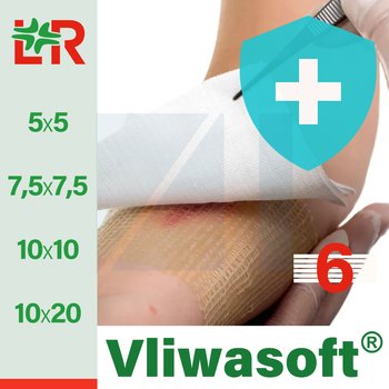 Vliwasoft®/ Фливасофт стерильные мягкие нетканые перевязочные салфетки от компании Lohmann & Rauscher (L&R)/ Ломанн и Раушер; все размеры; 6 слоев; 100 шт/уп