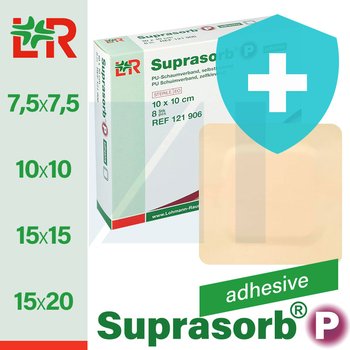 Suprasorb®P Adhesive/ Супрасорб П защитная стерильная пенополиуретановая самоклеющаяся повязка для ран от компании Lohmann & Rauscher (L&R)/ Ломанн и Раушер; Все размеры; 5-10 шт/уп