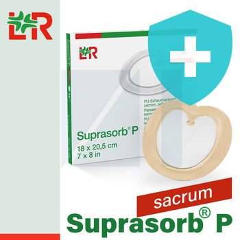 Suprasorb®P Sacrum/ Супрасорб П защитная стерильная пенополиуретановая самоклеящаяся губчатая повязка на крестец от компании Lohmann & Rauscher (L&R)/ Ломанн и Раушер; 18x20,5 см; 5 шт/уп