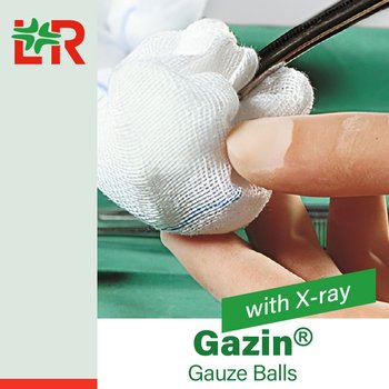 Gazin® Gauze Balls with X-ray detectable/ Газин нестерильные марлевые шарики с рентгеноконтрастной нитью от компании Lohmann & Rauscher (L&R)/ Ломанн и Раушер; Все размеры; 250/ 500/ 1000 шт/уп