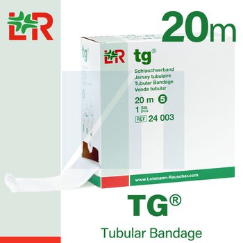 TG® Tubylar Bandage/Ти-Джей Тубуляр Бандаж эластичный трубчатый бесшовный бинт от компании Lohmann & Rauscher (L&R)/ Ломанн и Раушер; размеры 1-12; длина: 20 м; штука